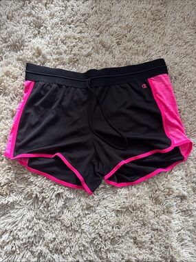 Champion Black Athletic Shorts with Pink Trim